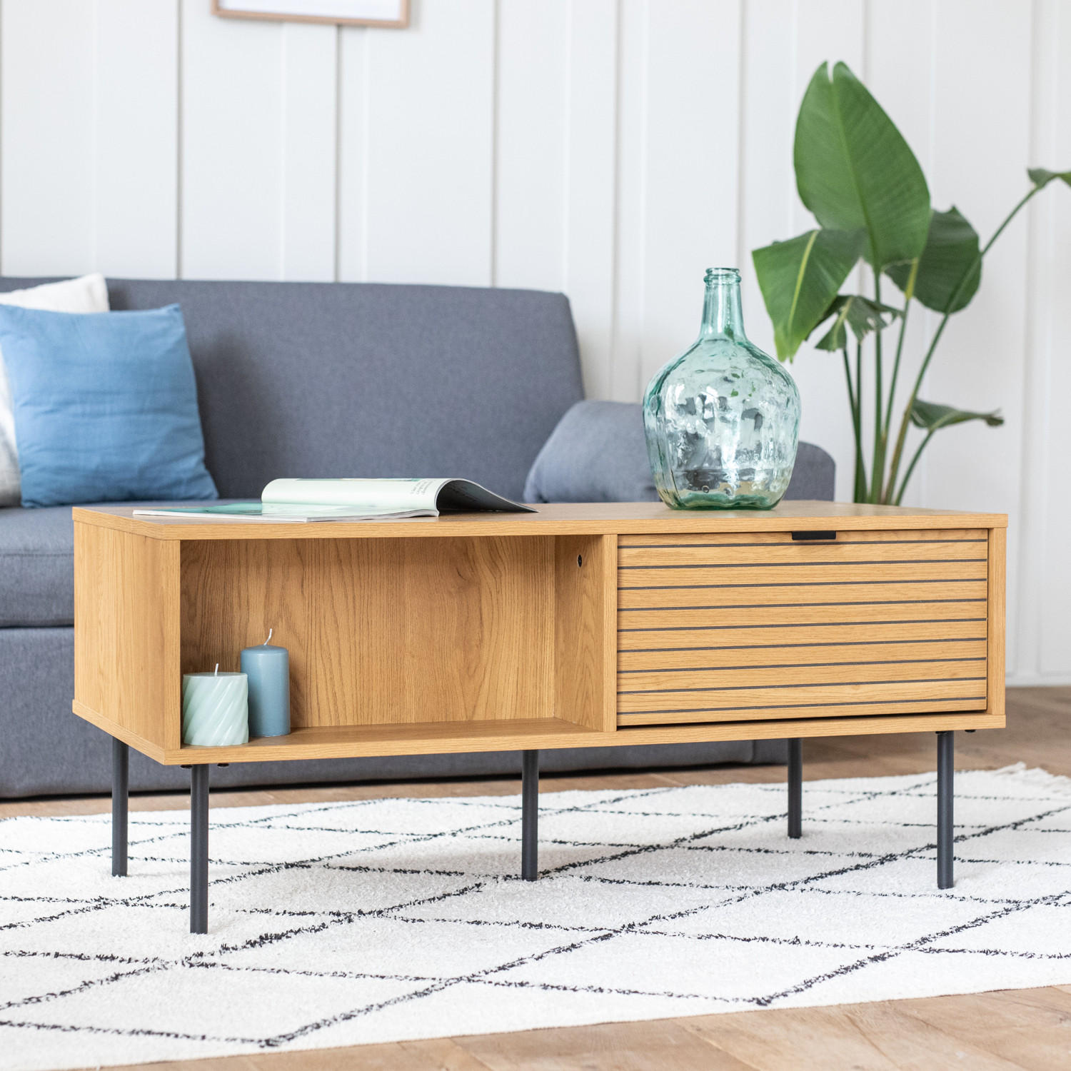 COUCHTISCH Stinna - Braun, Holzwerkstoff (100/50/45cm) - Happy Garden