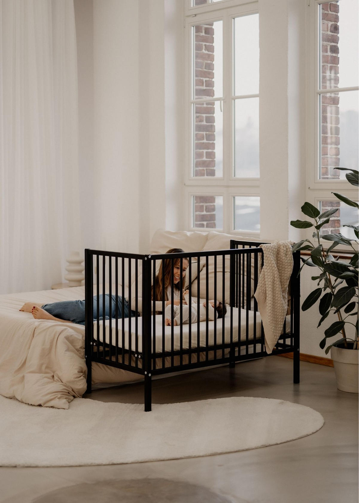 BEISTELLBETT Matratze Cloud Air & Umbauseite Black Edition Dreamy 4 in 1 Bett - Schwarz, Holz (120/90/60cm) - Sämann – make a difference.