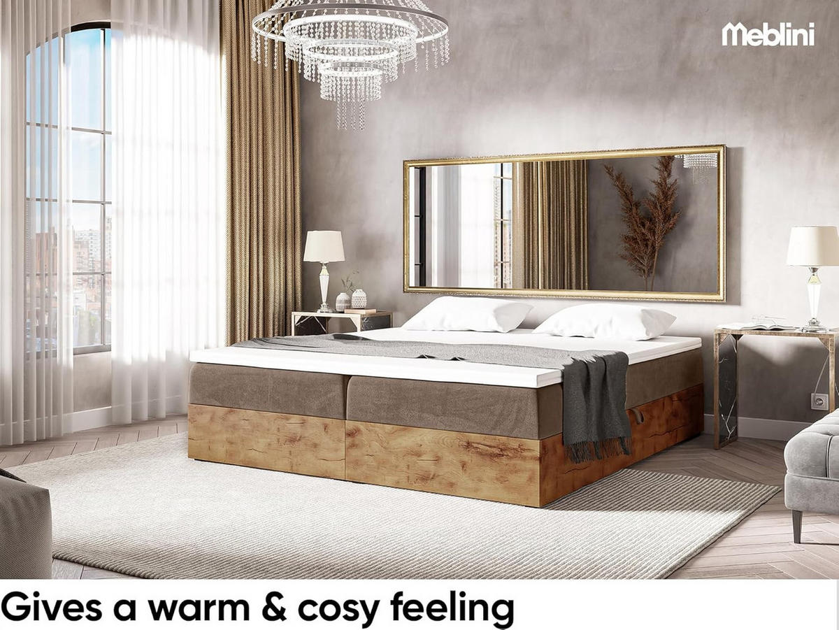 BOXSPRINGBETT LOFTY BOX - Braun, Holzwerkstoff (200/220cm) - Meblini