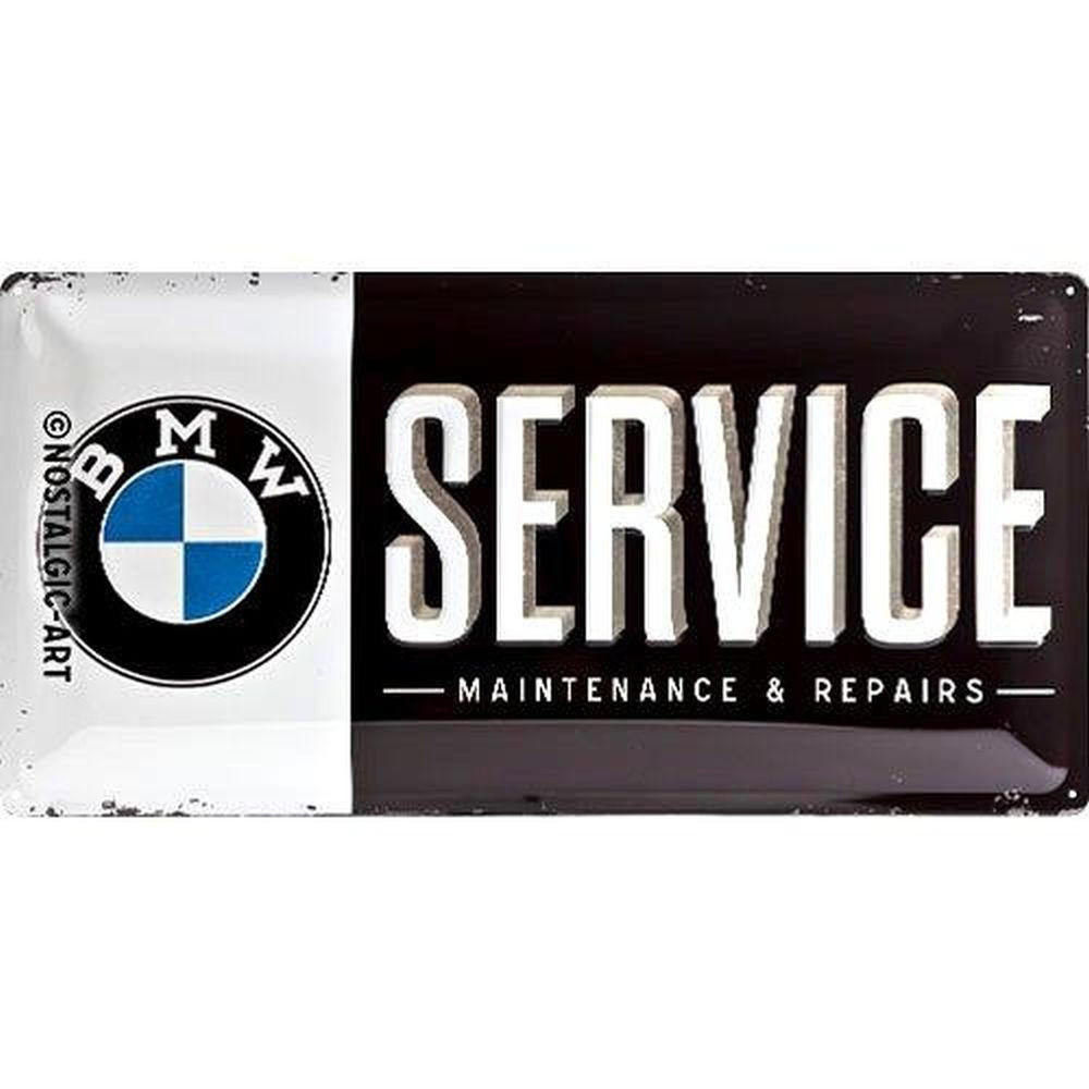 BLECHSCHILD 25/50 cm BMW Service - Multicolor, Metall (50/25/1cm) - Nostalgic-Art
