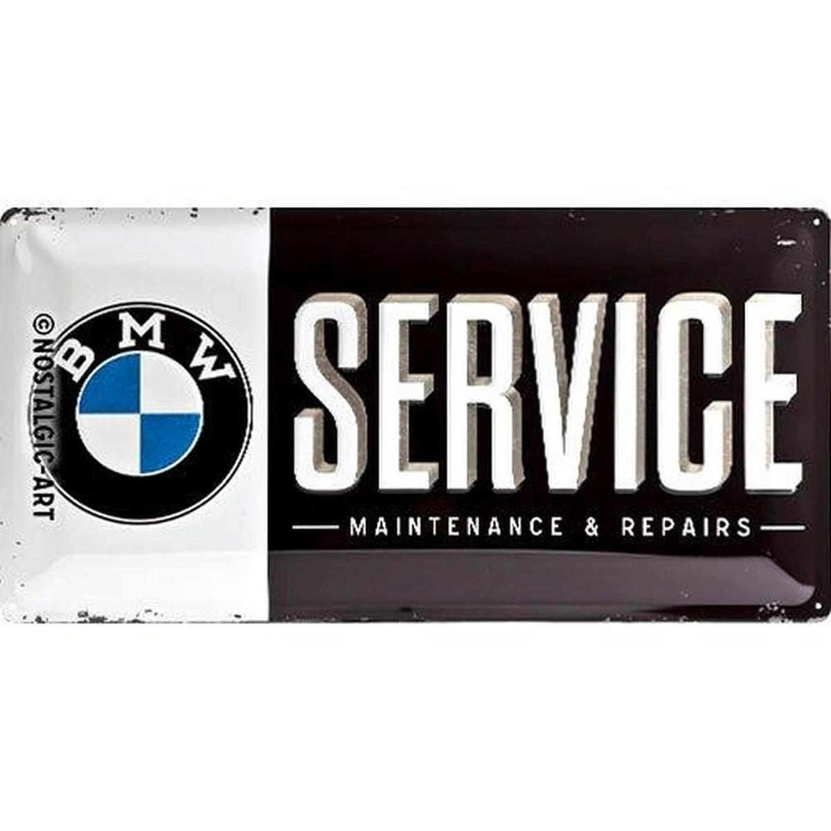 BLECHSCHILD 25/50 cm BMW Service - Multicolor, Metall (50/25/1cm) - Nostalgic-Art