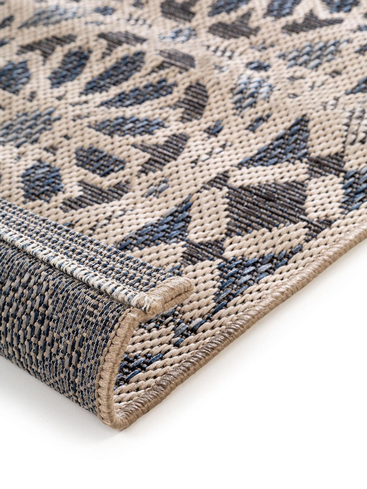 OUTDOORLÄUFER River Beige/Blau 67x240 cm - Blau/Beige, Kunststoff (67/1cm) - KUNSTLOFT