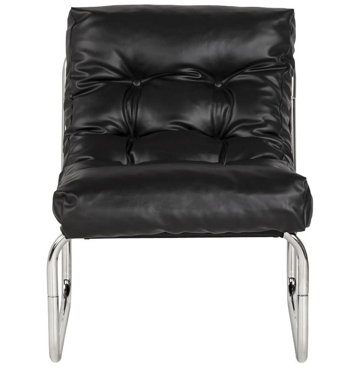 CLUBSESSEL mit Chromkufen im Retro-Stil, modular verbindbar, Schwarz 73x60x76 cm - Silberfarben/Schwarz, Textil/Metall (60/76/71cm) - KADIMA DESIGN