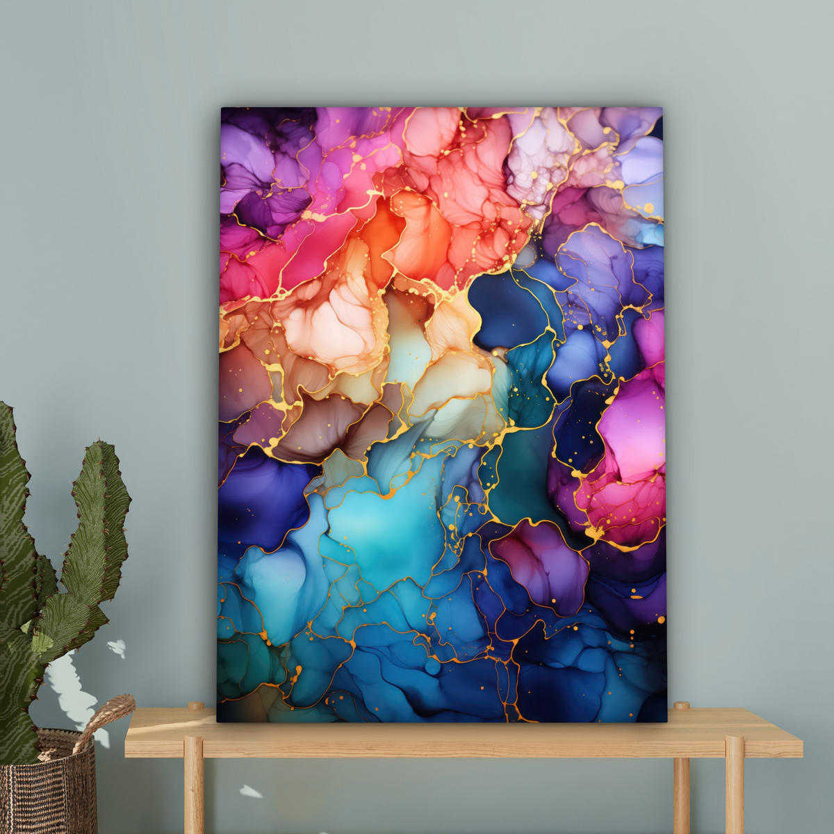 LEINWANDBILD Marmor - Bunt - Abstrakt 60x80 cm - Multicolor, Textil (60/80cm) - MuchoWow