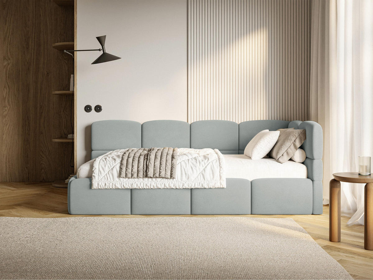ŠTUDENTSKÁ POSTEĽ Cloudy sivá 90x200 cm, záhlavie vpravo, zamat - čierna/sivá, textil/plast (90/200cm) - Selsey