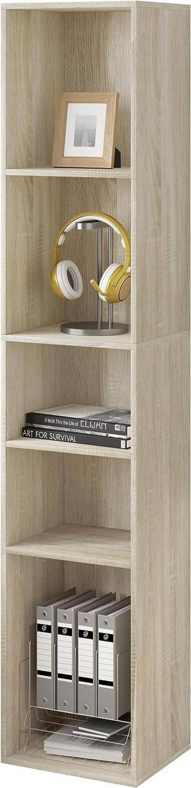 BÜCHERREGAL, offenes Regal mit 5 Würfeln, Helle Eiche - Eichefarben, Holzwerkstoff (30/151/26cm) - Woltu
