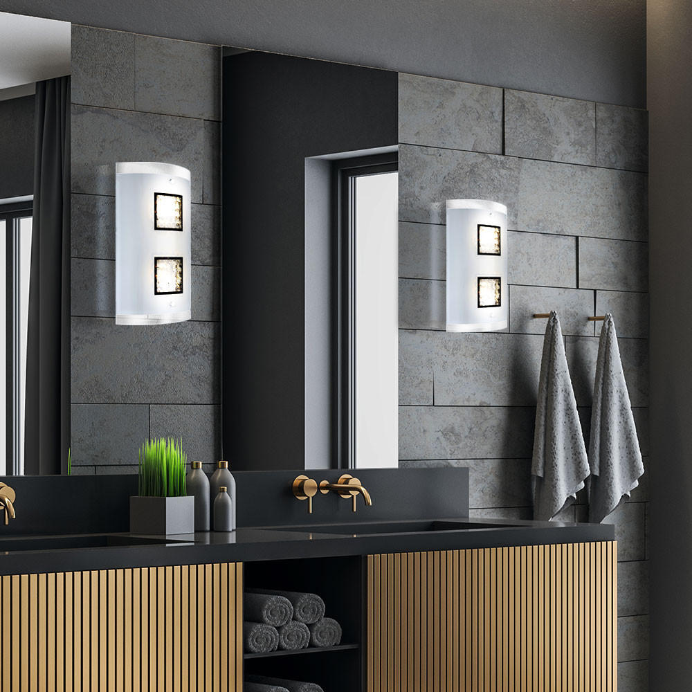 LED WANDLEUCHTE Metall Kristalloptik Silber 2er Set - Silberfarben, Glas (18/30/6.2cm) - Globo Lighting