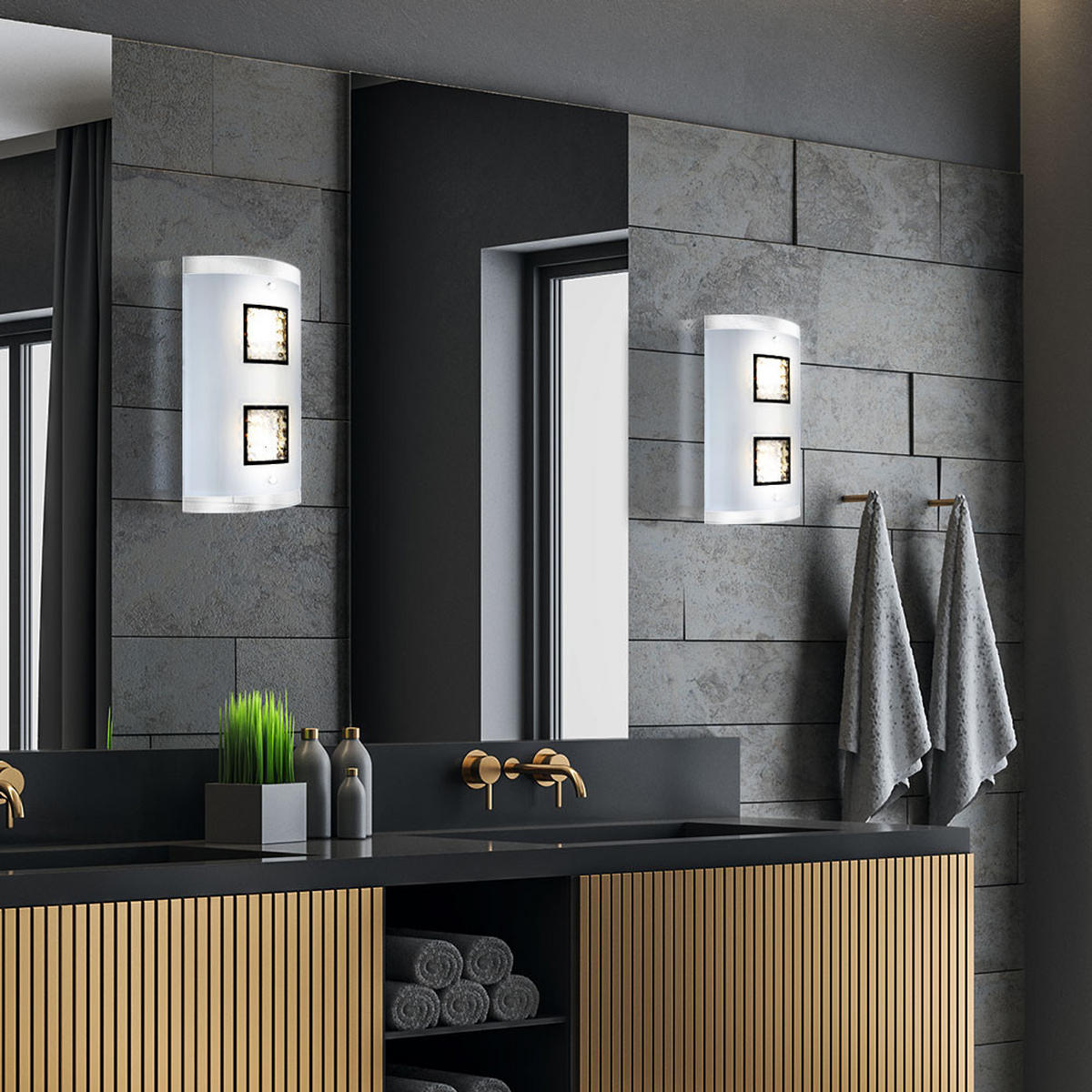 LED WANDLEUCHTE Sterni Silber - Silberfarben, Glas (18/30/6.2cm) - Globo Lighting