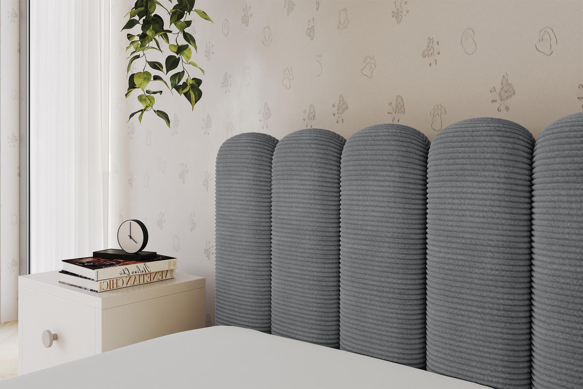 EINZELLBETT Jugendbett mit Bettkasten und Matratze H3/H4, Rechts - HUGY 100x200 Dunkelgrau - Schieferfarben, Holzwerkstoff/Textil (100/200cm) - ALTDECOR