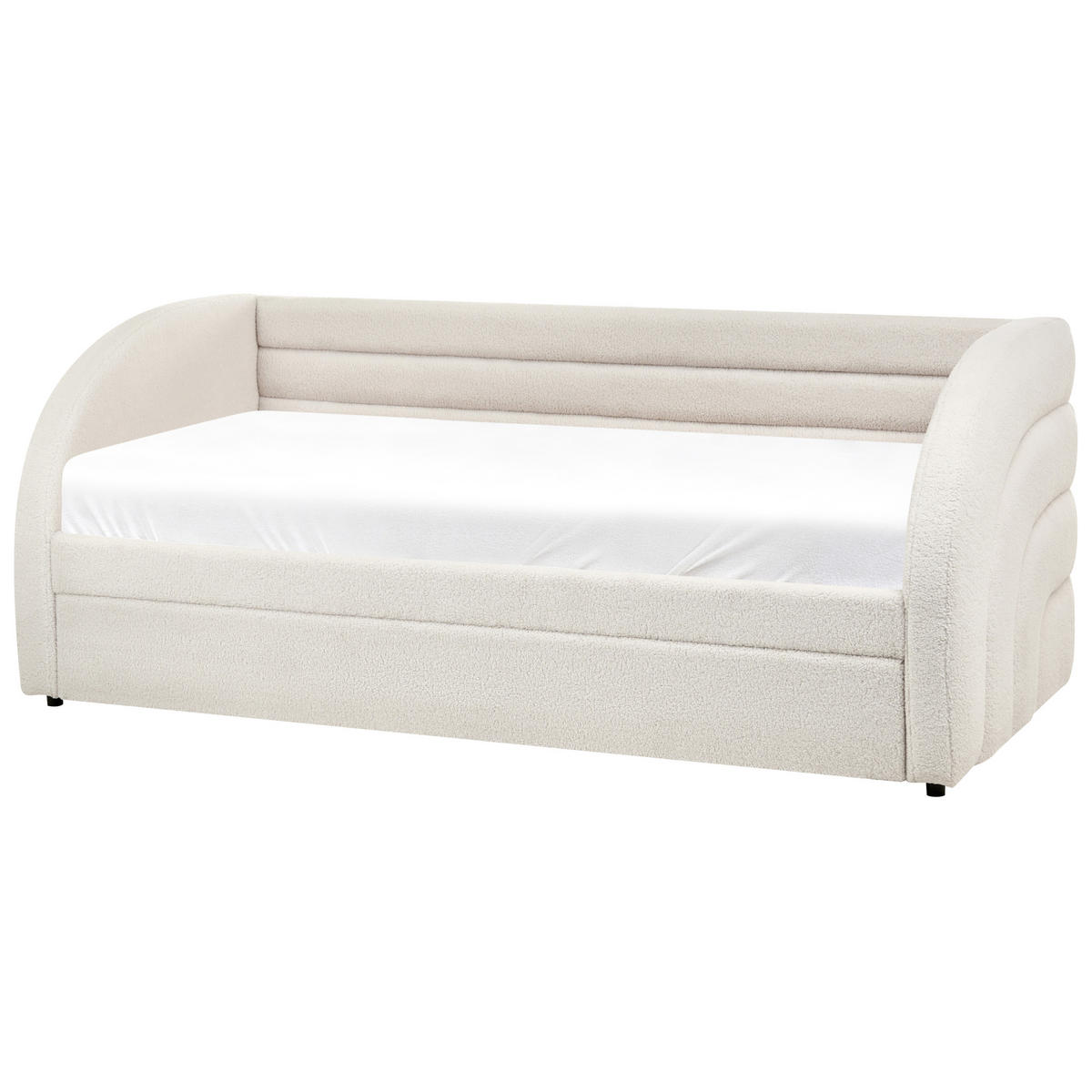 VYSOUVACÍ POSTEL Bouclé 90/200 cm Bílá Albiac - bílá, textil (90/200cm) - Beliani