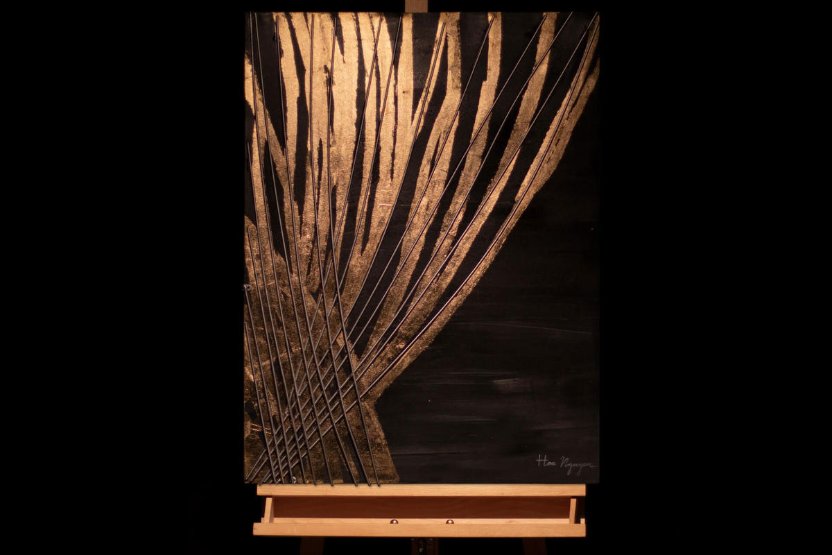 ACRYLBILD HANDGEMALT 60/80 cm - Goldfarben/Schwarz, Holz/Textil (2.41/80cm) - KUNSTLOFT