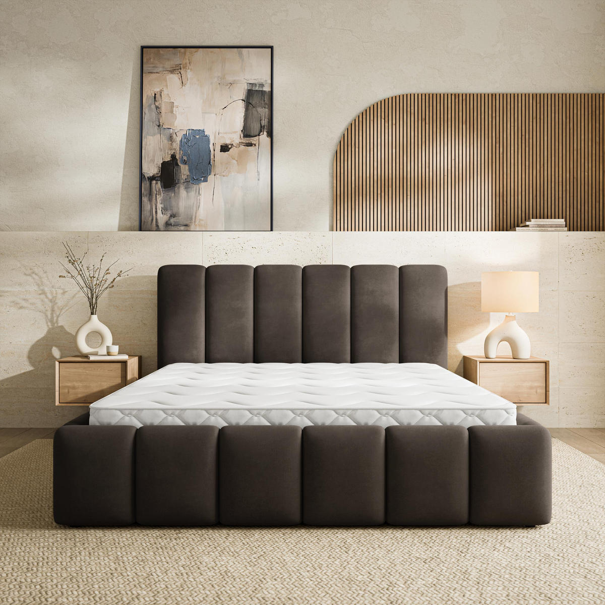 ČALOUNĚNÁ Postel RANIS 160x200 cm Hnědá - hnědá, kompozitní dřevo/textil (160/200cm) - MASSENO