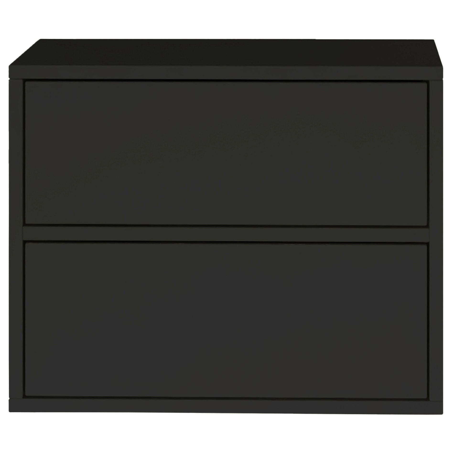 NACHTTISCH hängend Framme Schwarz mit 2 Schubladen, 50 cm - Schwarz, Holzwerkstoff (50/40/36cm) - Selsey