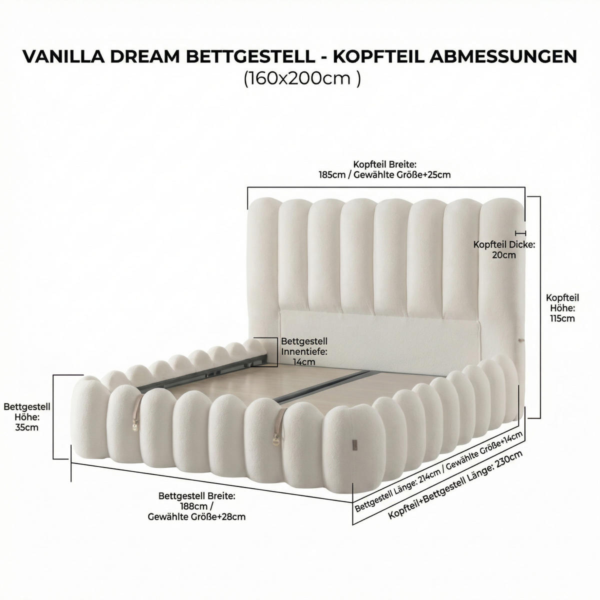 BOXBETT Vanilla Bambi Bett boxspringbett 180x200 mit matratze - Weiß, Holz (180/200cm)