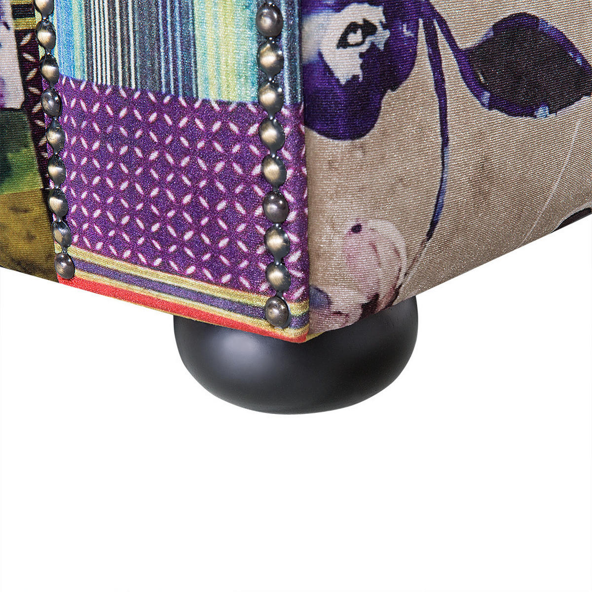 SESSEL Polsterbezug Patchwork violett Chesterfield - Multicolor, Textil (108/71/95cm) - Beliani