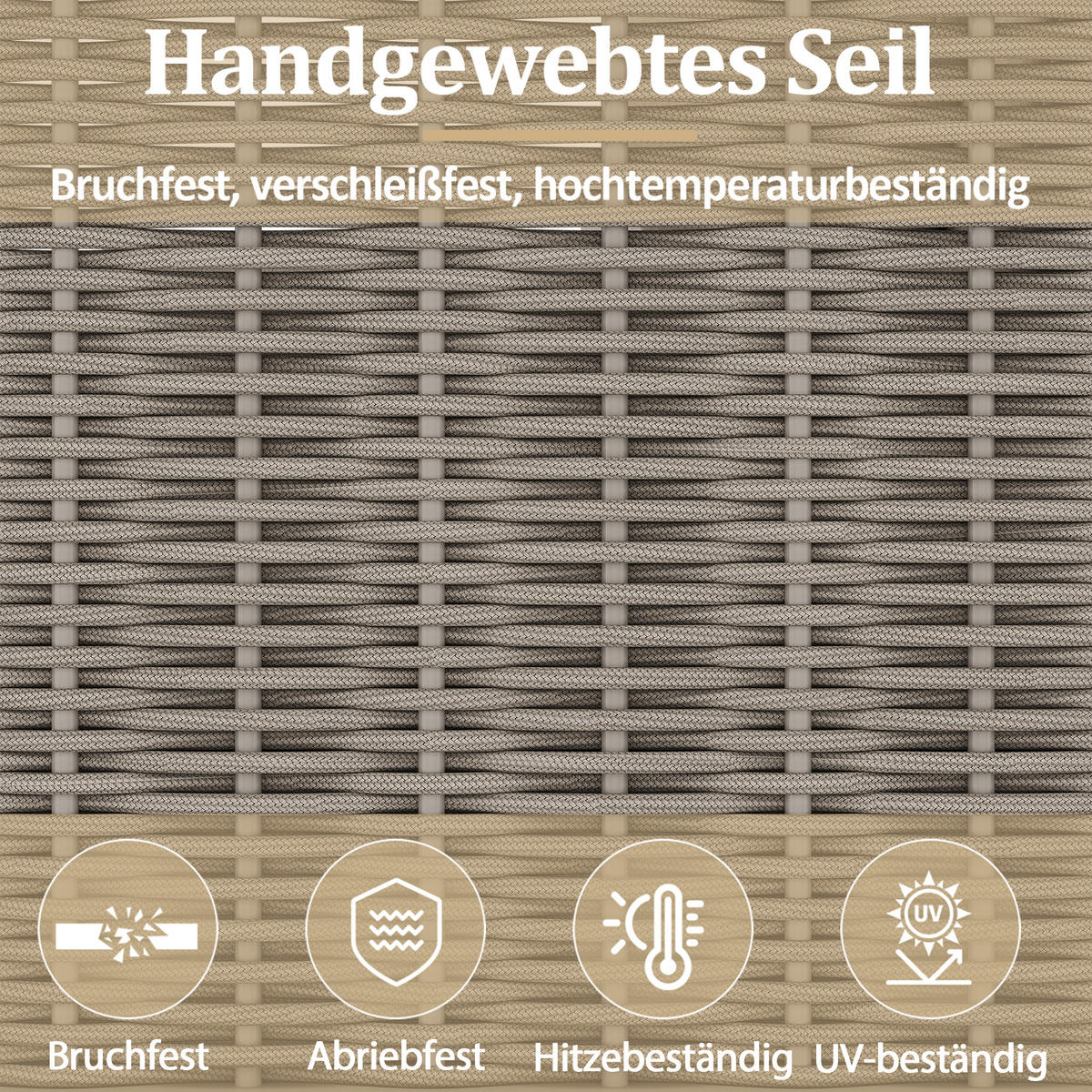 GARTENMÖBEL, 2-Personen Outdoor-Liegebett, Rückenlehne 0-65°, Khaki/Beige - Hellbraun, Textil (131.5/91/151.3cm) - FLIEKS