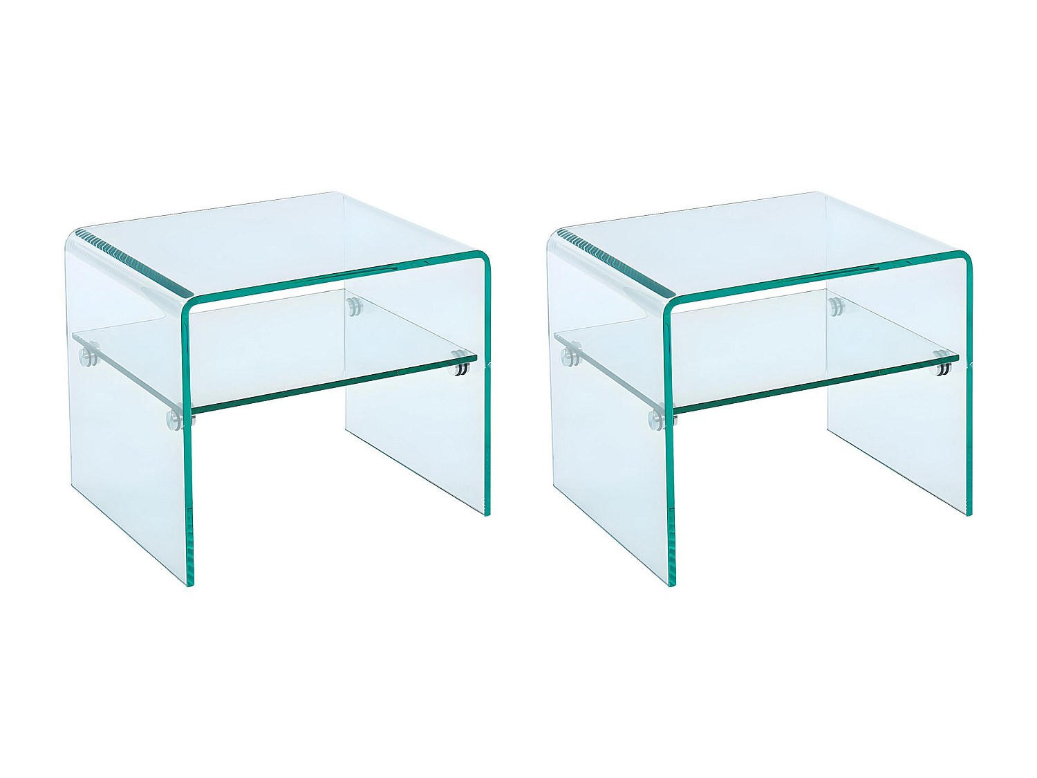 2ER-SET Nachttische mit 1 Ablage - Sicherheitsglas - STILEOS - Transparent, Glas (40/40/48cm) - Vente-Unique
