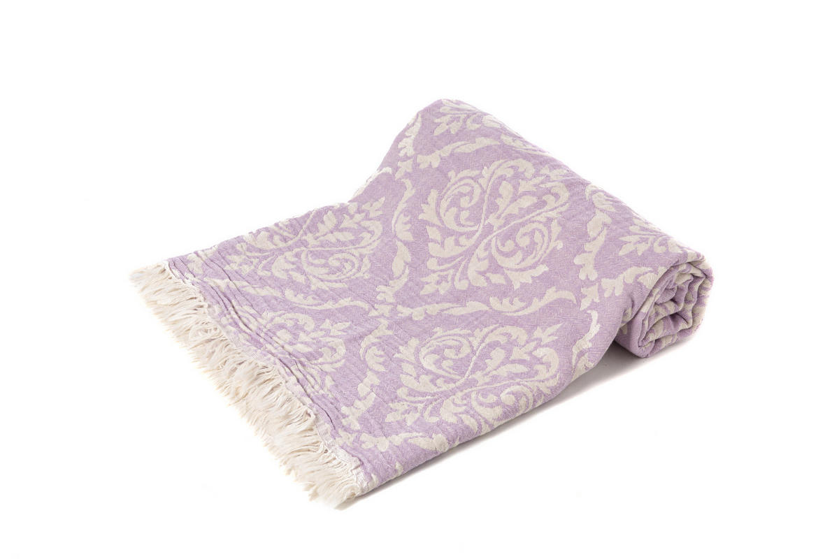 VILLA - Strandtuch Gestreift Lila 100x180 für Babys geeignet 100%Baumwolle Saunatuch Hamamtuch Mehrzweck - Lila, Textil (100/180cm) - Villa Möbel