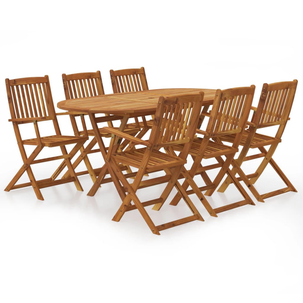 GARTEN-ESSGRUPPE 7-teilig Klappbar Massivholz Akazie - Braun, Holz - vidaXL