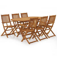 GARTEN-ESSGRUPPE 7-teilig Klappbar Massivholz Akazie - Braun, Holz - vidaXL