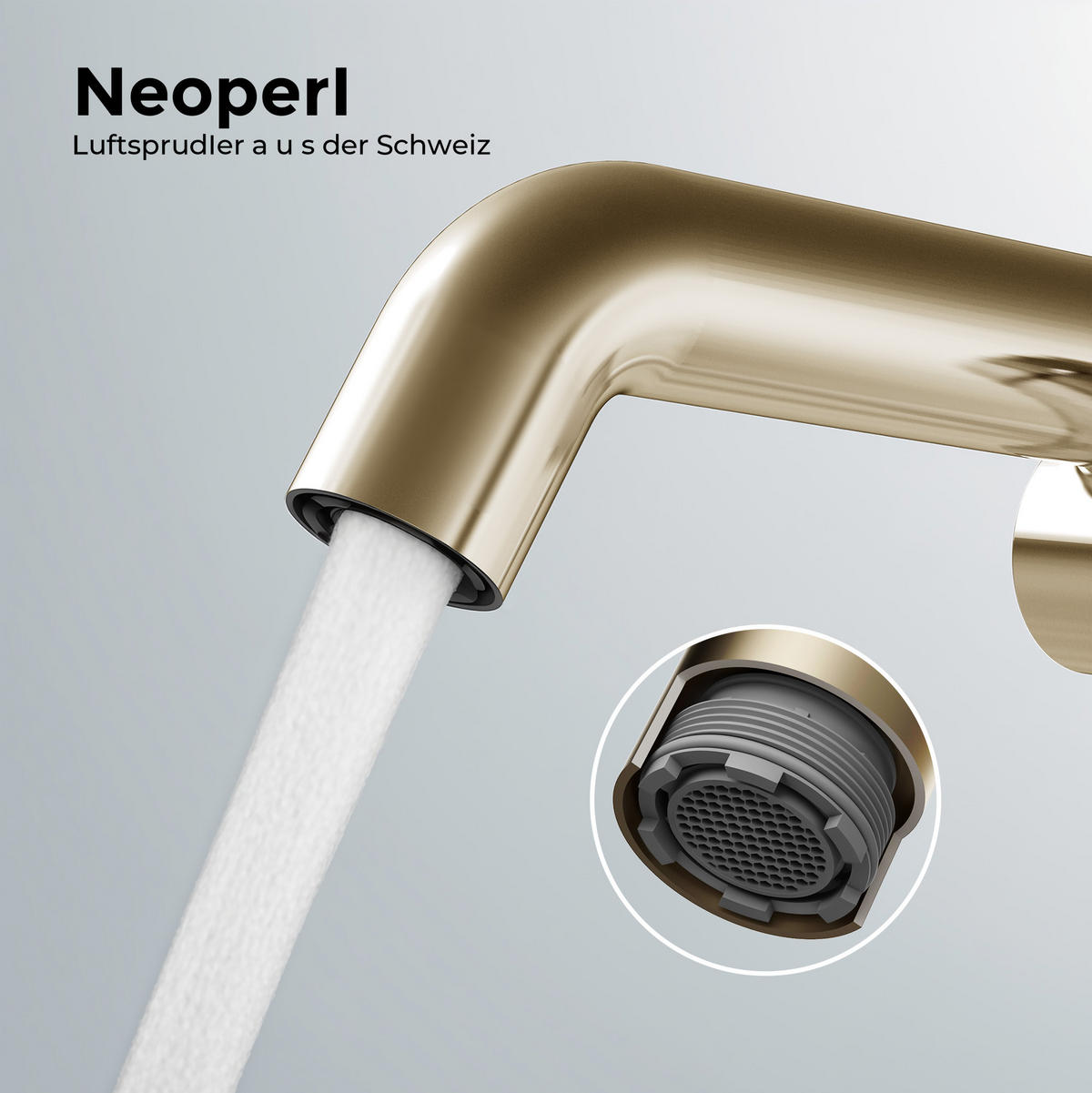 WASCHTISCHARMATUR Ventilkernzertifizierung Champagnergold 15cm - Goldfarben, Metall (20/7.6/22.2cm) - EMKE