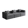 SCHLAFSOFA 2-in-1, Chenille mit Armlehnen-Staufach & Stahlrahmen, 91,4/274/69,8 cm, Grau - Grau, Textil (91.4/69.8/274cm) - Redom