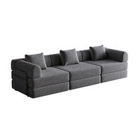 SCHLAFSOFA Chenille 2-in-1 mit Armlehnen-Ablagefach Grau - Grau, Textil (274/69.8/91.4cm) - OKWISH