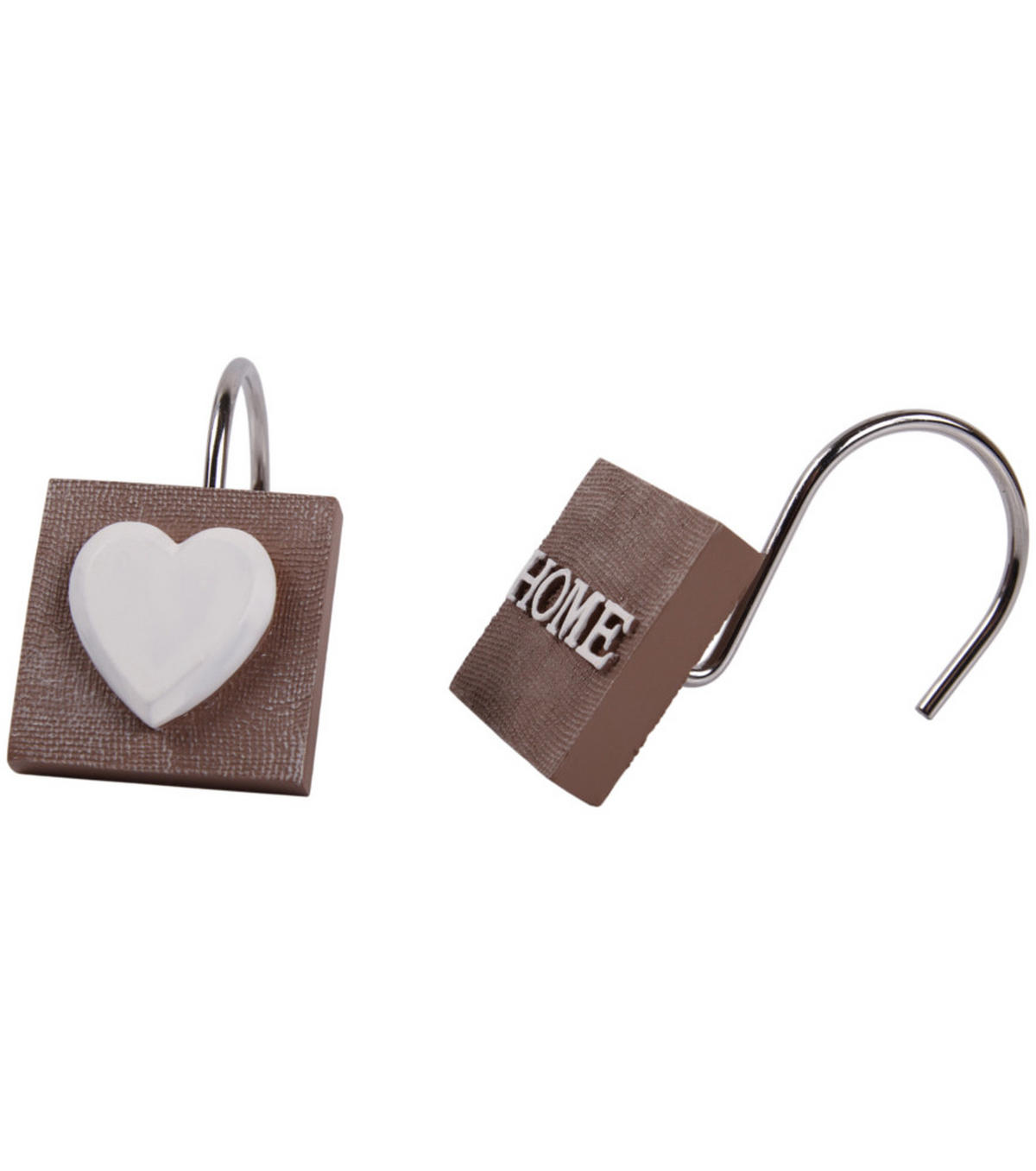 DUSCHVORHANGRINGE Home - Braun, Kunststoff/Metall (3.5/4/3cm) - Sanilo