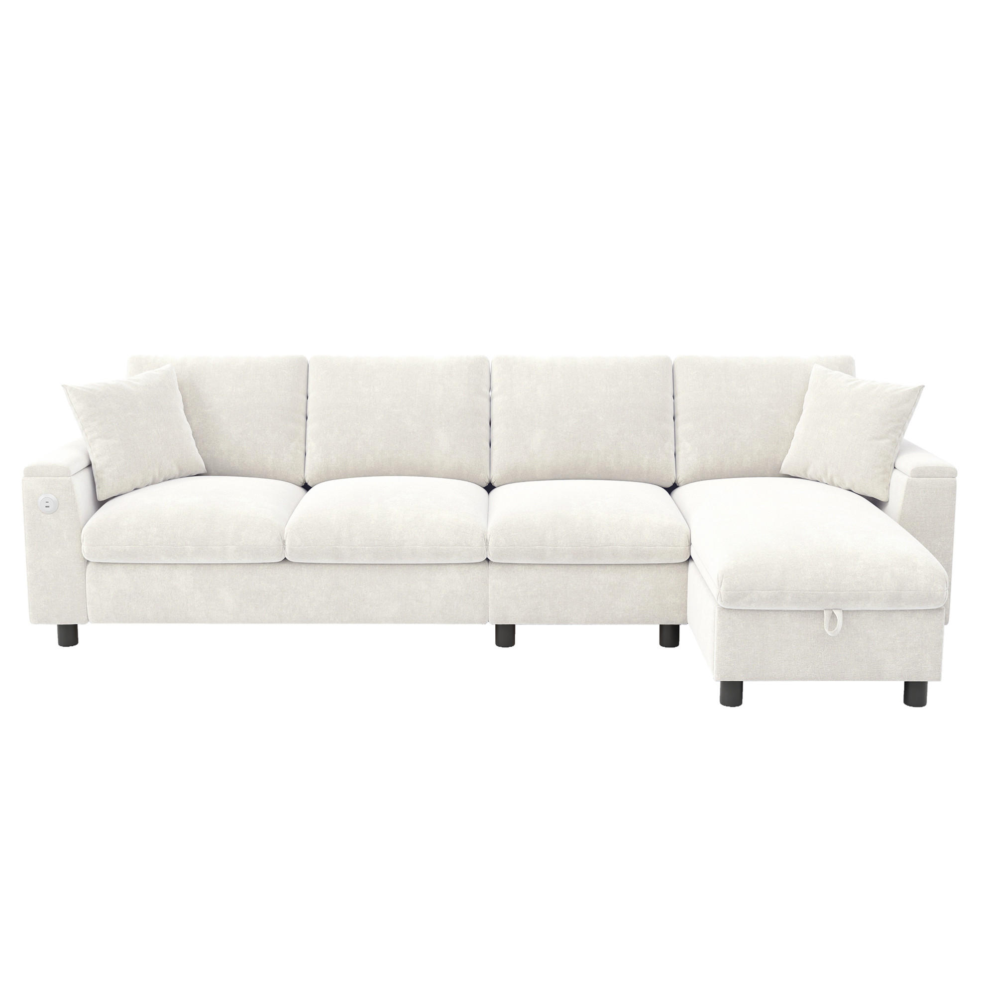 ECKSOFA 280/137/84 cm Beige aus Chenille mit Schlaffunktion und Stauraum - Beige, Textil (137/280cm) - OKWISH