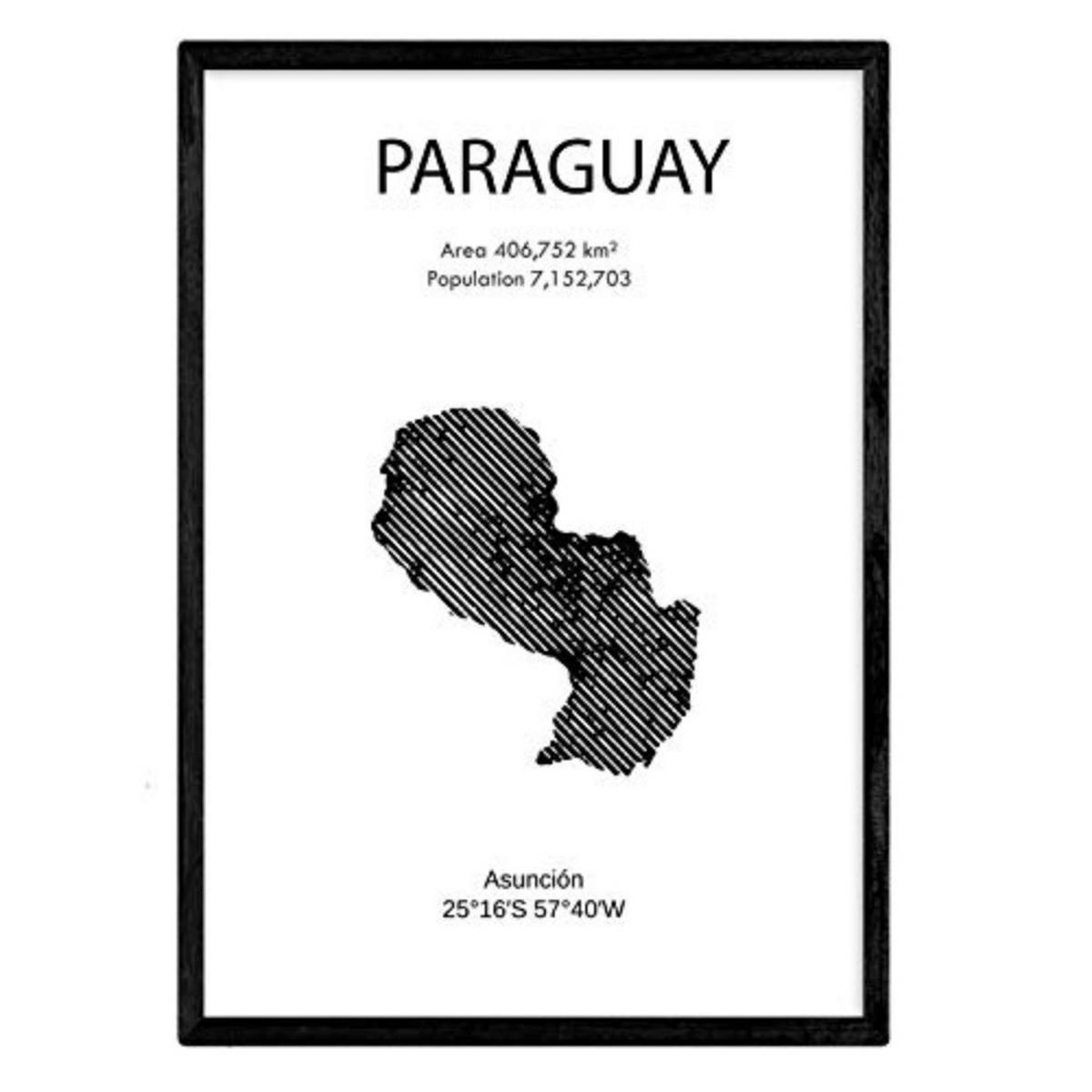 POSTER Länder & Kontinente Paraguay A3 Rahmenlos - Klar, Papier (29.7/5/42cm) - Nacnic