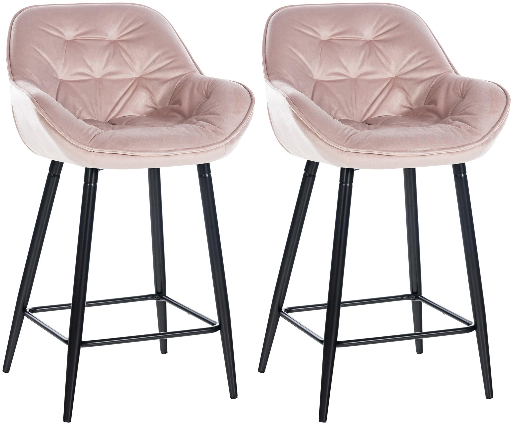 BARHOCKER 2er Set Samt pink - Pink/Schwarz, Textil/Metall (54/103/57.5cm) - CLP