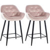 BARHOCKER 2er Set Samt pink - Pink/Schwarz, Textil/Metall (54/103/57.5cm) - CLP