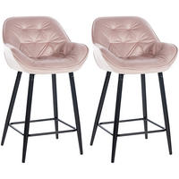 BARHOCKER 2er Set Samt pink - Pink/Schwarz, Textil/Metall (54/103/57.5cm) - CLP