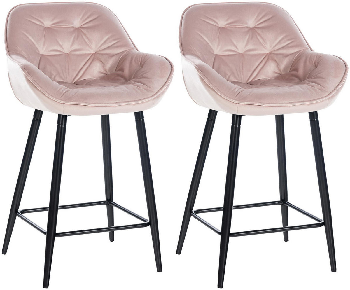 BARHOCKER 2er Set Samt pink - Pink/Schwarz, Textil/Metall (54/103/57.5cm) - CLP