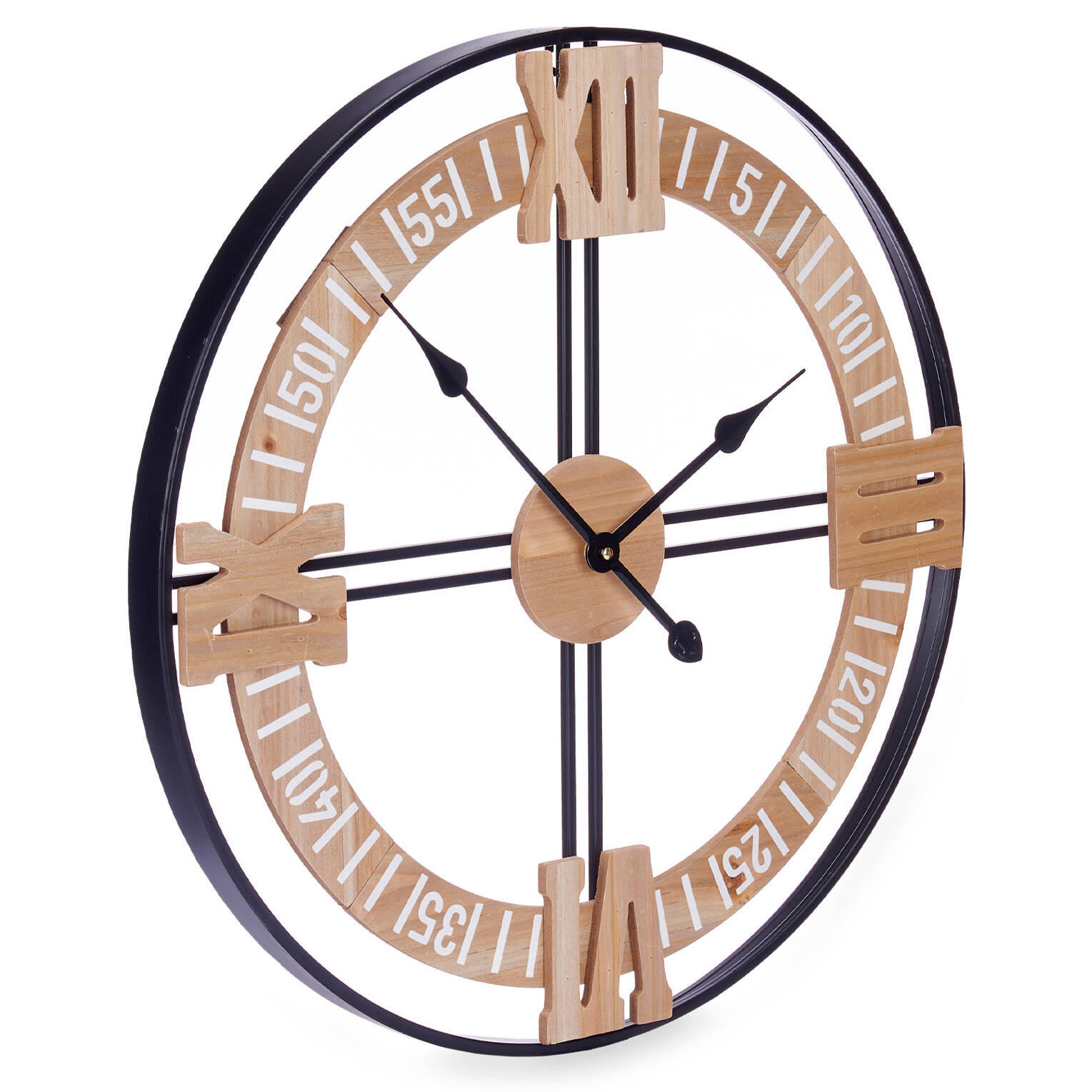 UHR Loft 60 cm Minutenzeiger - Braun, Holzwerkstoff (60/60/5cm) - Giftdecor