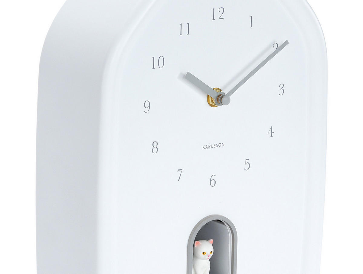 WANDUHR Modern Kitty Weiß 7.5/20/29.1 cm - Weiß, Kunststoff (20/29.1/7.5cm) - Karlsson