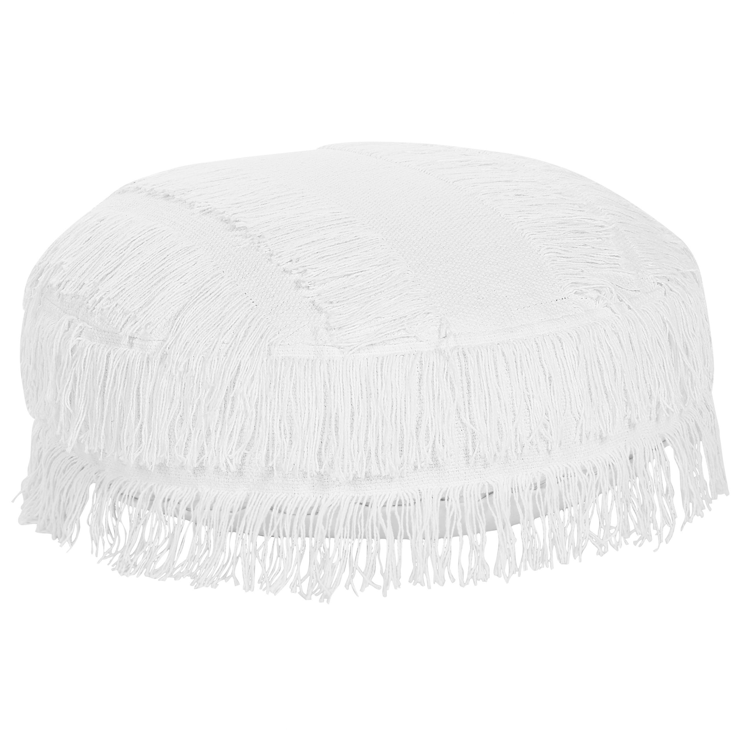 POUF Oulad 50/50/20 cm - Weiß, Naturmaterialen/Textil (50/20/50cm) - Beliani