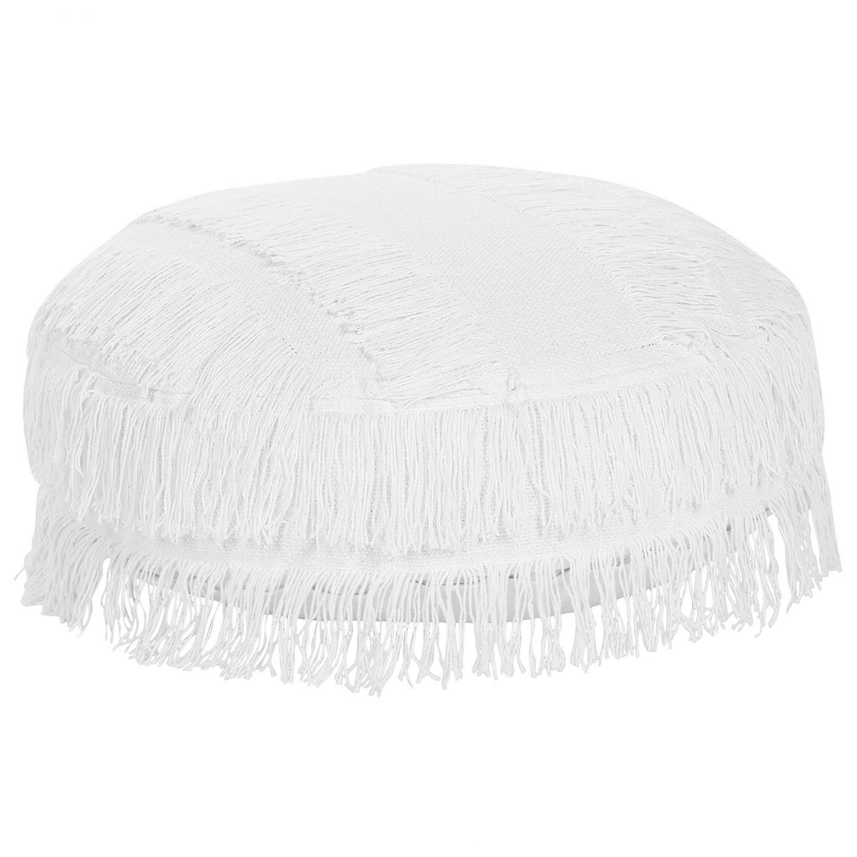 POUF Oulad 50/50/20 cm - Weiß, Naturmaterialen/Textil (50/20/50cm) - Beliani