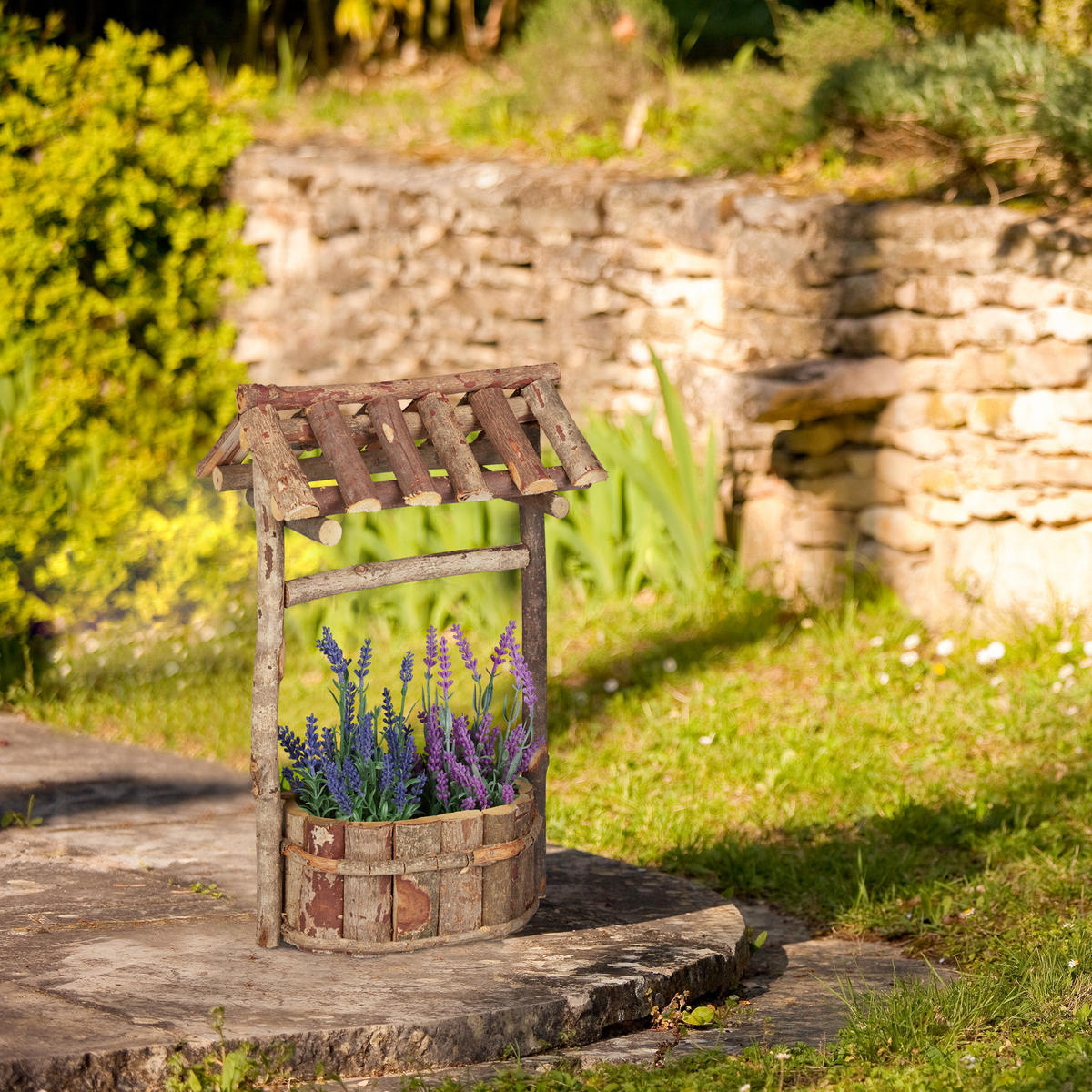 HOLZBRUNNEN - Hellbraun, Holz (18/25/43cm) - Relaxdays