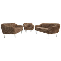 SITZGARNITUR PIRS 3+3+1 - Braun Cord - Weiße Beine - Braun/Weiß, Holzwerkstoff/Textil (180/75/74cm) - MKS