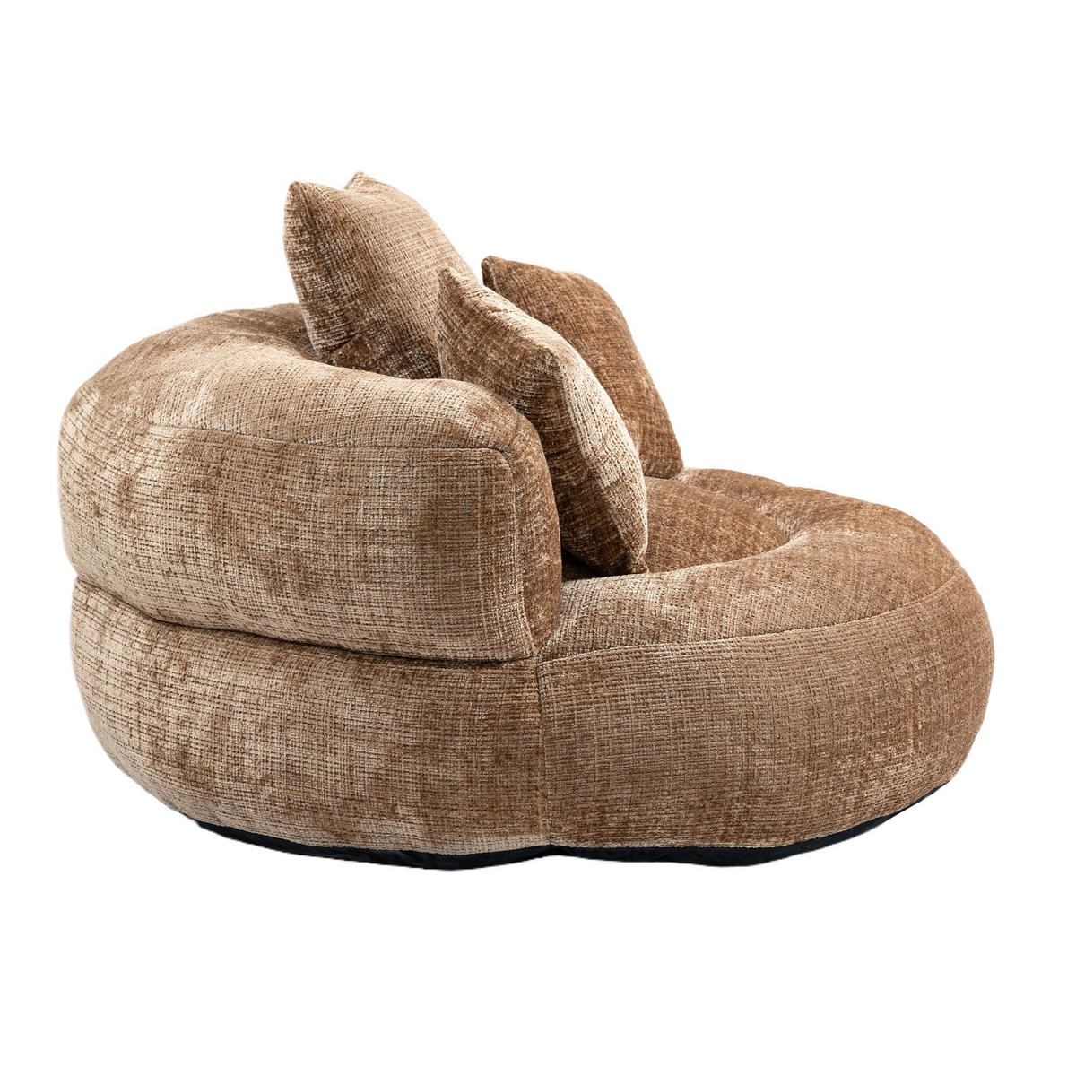 SITZSACK Chenille, Sofa mit 3 extra Kopfkissen,Chenille,Braun - Braun, Textil (108/52/108cm) - LVHOM