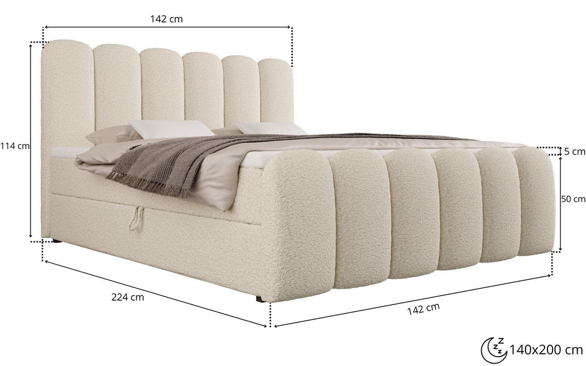 BOXBETT CUDDLE 140x200 cm in Rosa, Bettkasten, Topper, Velvet-Stoff - Pink, Holz/Textil (140/200cm) - EMLAR Home