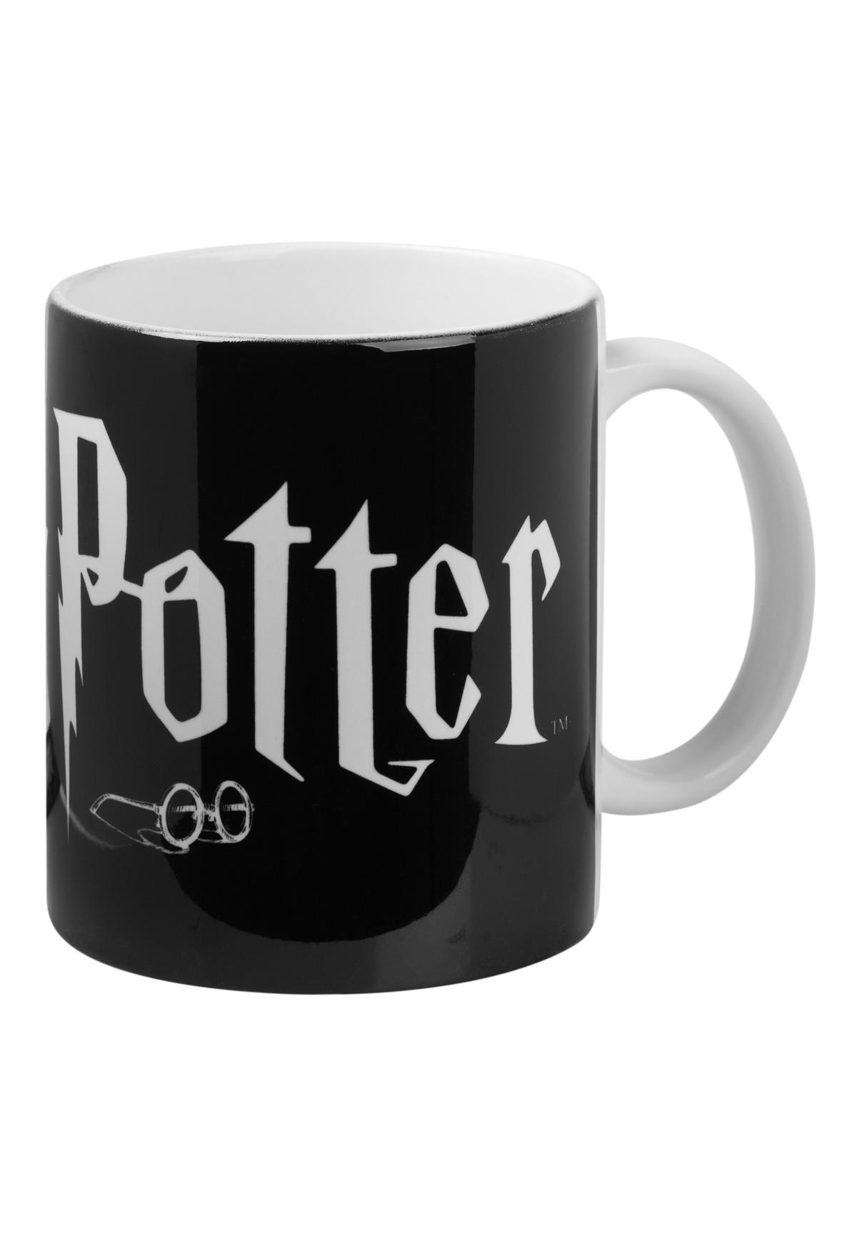 KAFFEEBECHER Harry Potter Schriftzug Schwarz/Weiß 320 ml - Schwarz, Keramik (0.32L) - United Labels