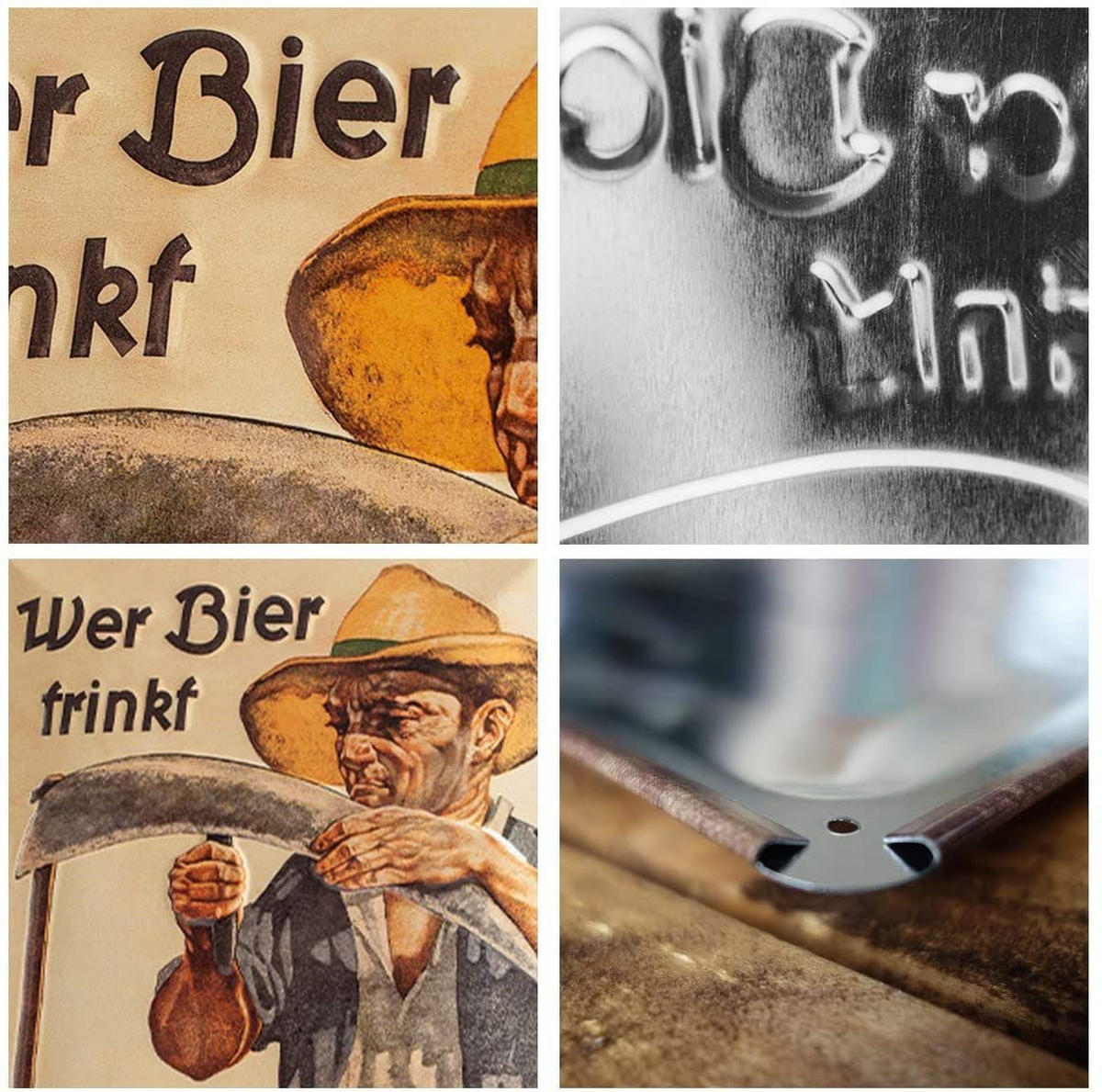 BLECHSCHILD 20/30 cm Open Bar Wer Bier trinkt hilft der Landwirtschaft - Multicolor, Metall (20/30/0.2cm) - Nostalgic-Art