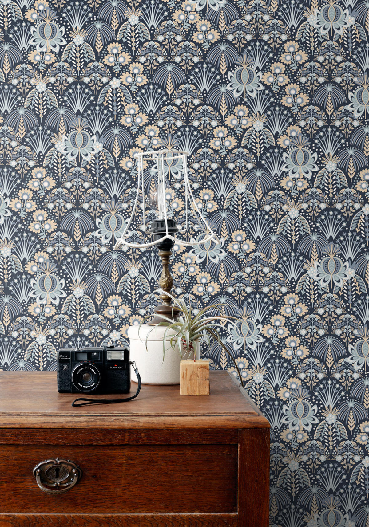 TAPETE Blumenmuster im Jugendstil 50 x 900 cm - Blau, Papier (50/900cm) - ESTAhome