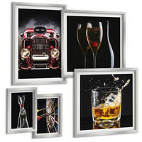 BILDER SET 5er Set - 50x50 cm & 20x30 cm & 40x60 cm Silberner Rahmen - Frauenbeine Rosenwagen Wein - Silberfarben, Kunststoff (40/60cm) - TULUP