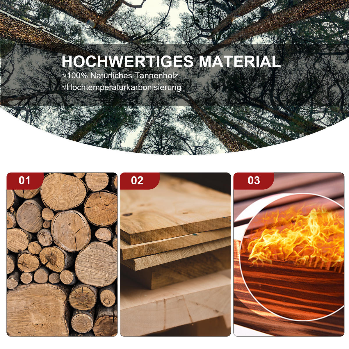 GARTENBANK mit Tisch, 157 x 88 x 103 cm, Massivholz, Braun - Braun, Holz (157/103/88cm) - Outsunny