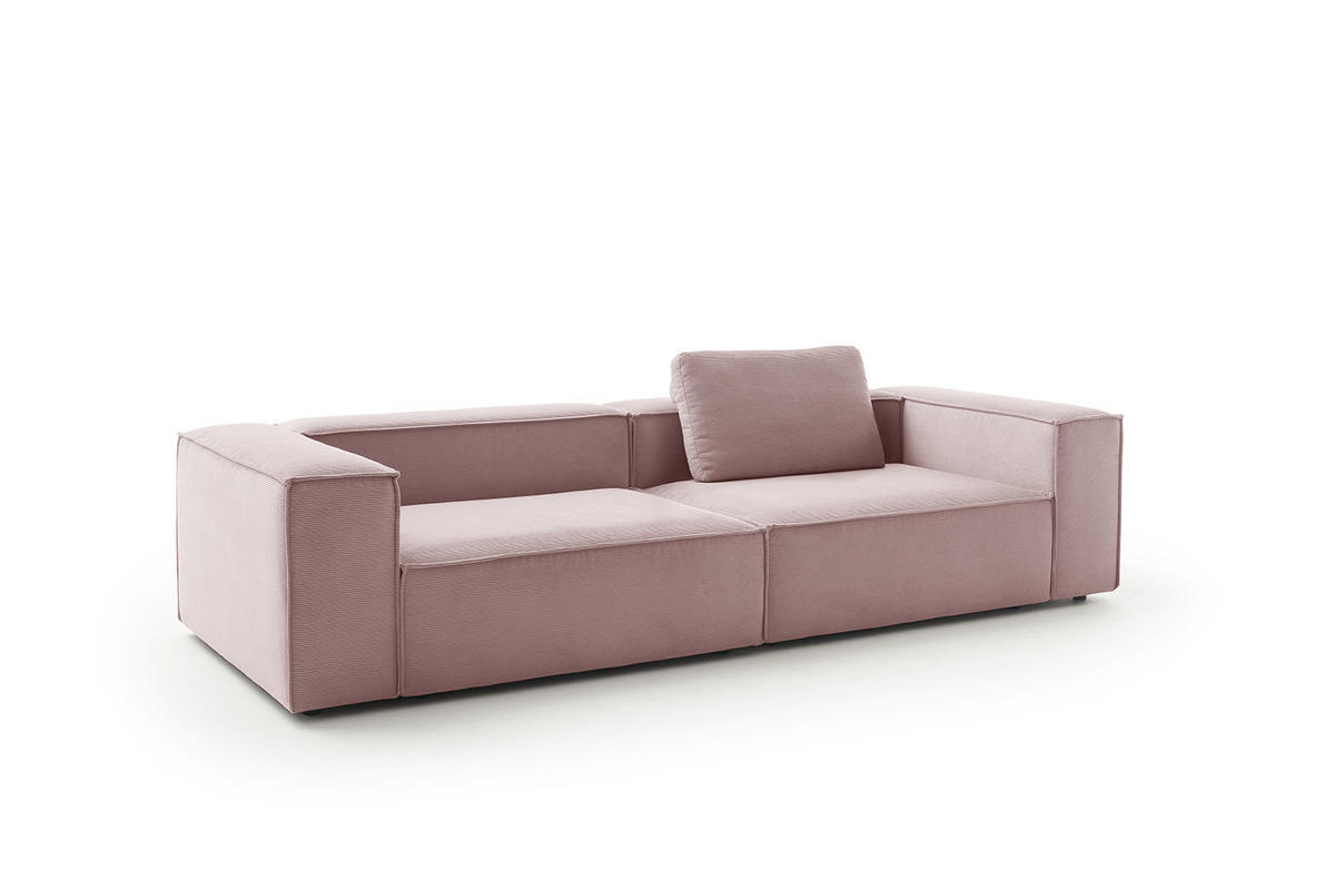 SOFA CARMO Pink Cord - Pink/Schwarz, Kunststoff/Textil (306/68/118cm) - KAWOLA