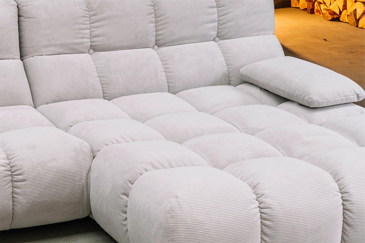 ECKSOFA VIVIEN Silber Cord - Silberfarben/Schwarz, Kunststoff/Textil (290/178cm) - KAWOLA