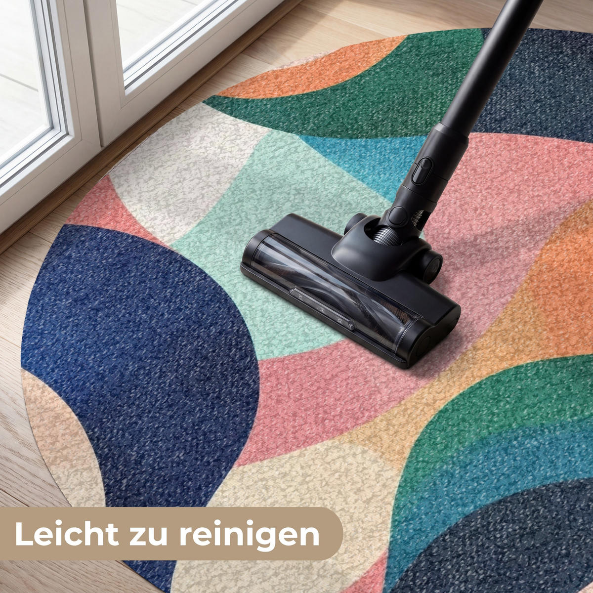 FUSSMATTE Abstrakt - Blau - Rosa Fußabtreter 120x120 cm - Multicolor, Kunststoff (120/120cm) - MuchoWow